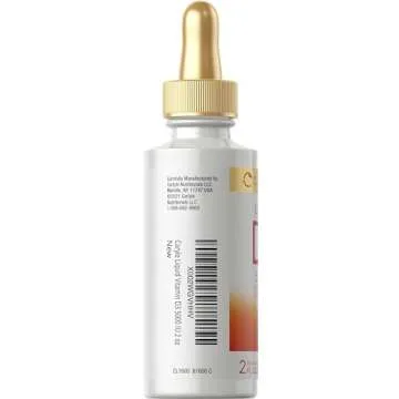 Carlyle Liquid Vitamin D3 | 5000 IU (125 mcg) | 2 Fl Oz | Vitamin D Drops for Adults | Vegetarian, Non-GMO, and Gluten Free Supplement