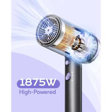 Wavytalk Hair Dryer with Diffuser 1875W Ionic Blow Dryer for Fast Drying with Concentrator Lightweig...