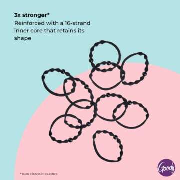 Goody Ouchless Forever Hair Elastics - 10 Ct, Black, Damage-Free Bands, 3X Stronger Hair Ties, Retainable Shape, 16 Strand Inner Core, Hair Accessories for Women & Men, All Hair Types