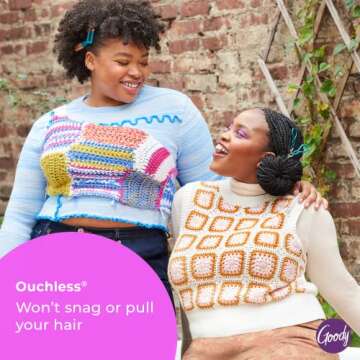 Goody Ouchless Forever Hair Elastics - 10 Ct, Black, Damage-Free Bands, 3X Stronger Hair Ties, Retainable Shape, 16 Strand Inner Core, Hair Accessories for Women & Men, All Hair Types