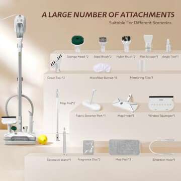 Hapyvergo 27 in 1 Steam Mop Cleaner Machine with Stand with Handheld Unit for Cleaning Steamer Mops for Hardwood Laminate Floor, Grout Tile, Car 120V