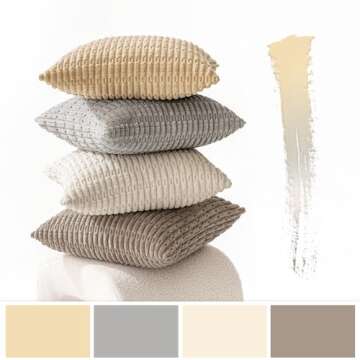 MIULEE Pack of 4 Neutral Decorative Throw Pillow Covers 18x18 Inch for Couch Sofa Living Room Bed Ru...