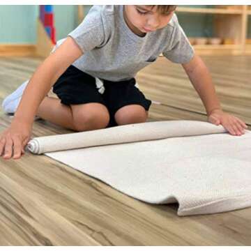 JE JOUE Montessori Materials Children Playing Mat Pure Cotton Working Rug for Toddlers (17"×27", Be...