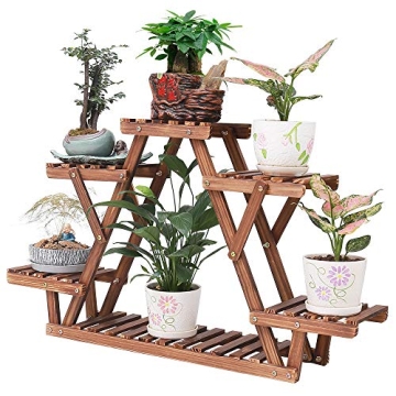 Coogou 6-Tier Wooden Plant Stand - Elegant Indoor & Outdoor Plant Shelf