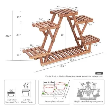 Coogou 6-Tier Wooden Plant Stand for Indoor Outdoor Use