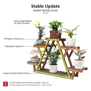 Coogou 6-Tier Wooden Plant Stand for Indoor Outdoor Use