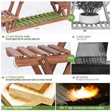 Coogou 6-Tier Wooden Plant Stand for Indoor Outdoor Use