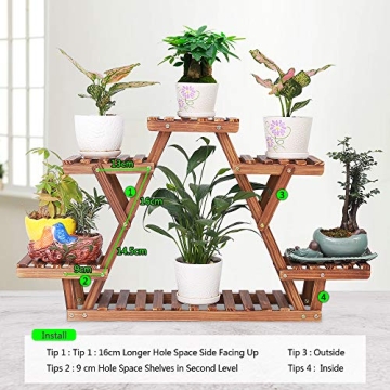 Coogou 6-Tier Wooden Plant Stand for Indoor Outdoor Use