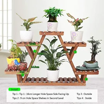 Coogou 6-Tier Wooden Plant Stand for Indoor Outdoor Use