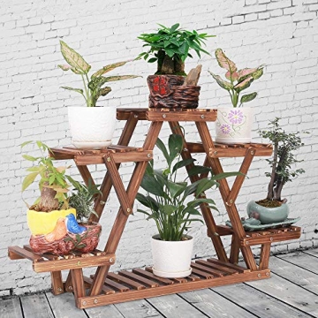 Coogou 6-Tier Wooden Plant Stand for Indoor Outdoor Use