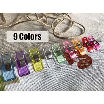 100 Sewing Clips in 9 Colors - Perfect for Quilting & Binding