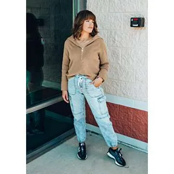 BTFBM Women's Cozy Half Zip Sweater for Stylish Comfort