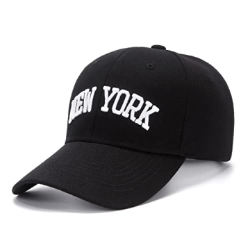 WODXCOR Classic Baseball Cap New York Embroidery 100% Cotton Adjustable Dad Hat Men and Women (Black...