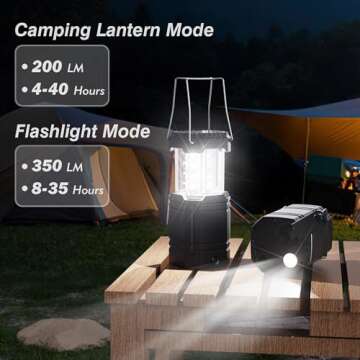 3000 Large Capacity Hand Crank Solar Camping Lantern, Portable Ultra Bright LED Torch, 23-26 Hours R...
