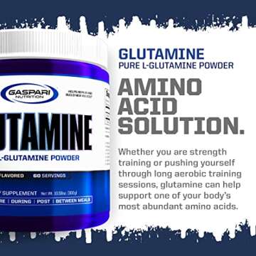 Gaspari Nutrition, Glutamine, Pure L-Glutamine Powder, Perfect Pre Workout, Post Workout and Recovery, Micronized Glutamine Powder (60 Servings, Unflavored)