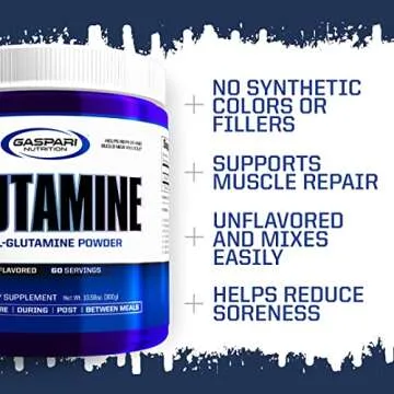 Gaspari Nutrition, Glutamine, Pure L-Glutamine Powder, Perfect Pre Workout, Post Workout and Recovery, Micronized Glutamine Powder (60 Servings, Unflavored)
