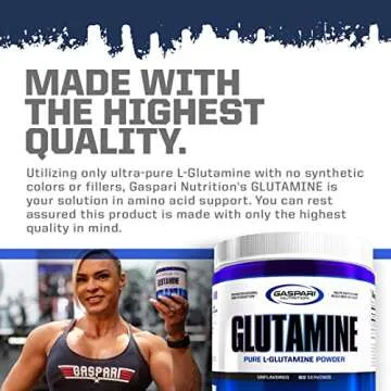 Gaspari Nutrition, Glutamine, Pure L-Glutamine Powder, Perfect Pre Workout, Post Workout and Recovery, Micronized Glutamine Powder (60 Servings, Unflavored)