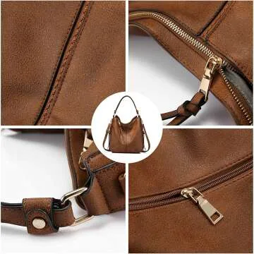 Large Designer Ladies Hobo Bag - Faux Leather