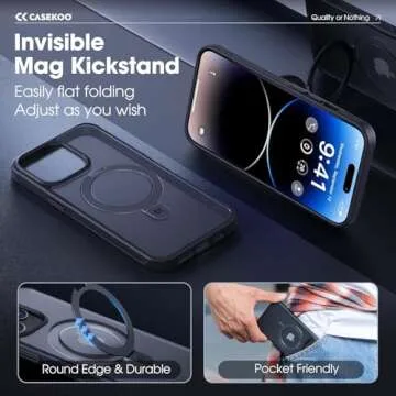 Stylish CASEKOO iPhone 15 Pro Max Case with Magnetic Stand