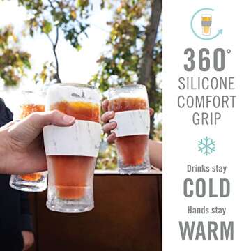 Host Freeze, Frozen Mugs, Freezable Pint Set, Beer Keep Your Drinks Cold, Double Walled Insulated Glasses, Tumbler for Iced Coffee, 16oz, Set of 2, Marble