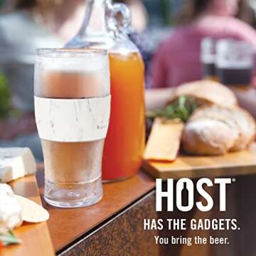 Host Freeze, Frozen Mugs, Freezable Pint Set, Beer Keep Your Drinks Cold, Double Walled Insulated Glasses, Tumbler for Iced Coffee, 16oz, Set of 2, Marble