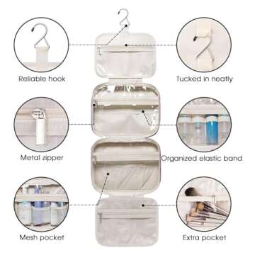 Narwey Hanging Toiletry Bag for Women Travel Makeup Bag Organizer Toiletries Bag for Travel Size Essentials Accessories Cosmetics (Purple (Medium))