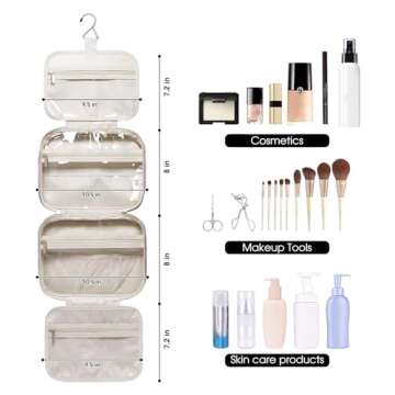 Narwey Hanging Toiletry Bag for Women Travel Makeup Bag Organizer Toiletries Bag for Travel Size Essentials Accessories Cosmetics (Purple (Medium))