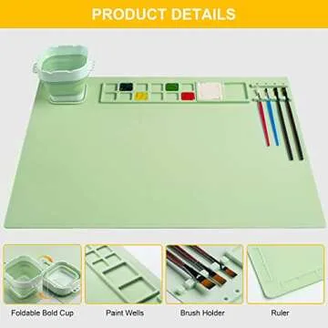 Versatile Silicone Painting Mat with Clean-up Cup for Artists