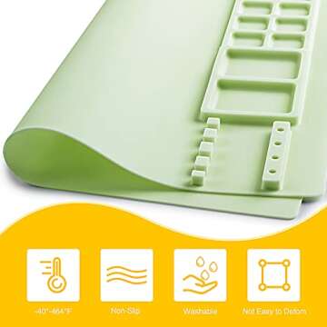 Silicone Painting Mat, Silicone Art Mat with Cup, Silicone Craft Mat with Paint Brush Cleaner Tool, Silicone Artist Mat for Kids Gift Painting Clay DIY Creations, Christmas Gifts Box