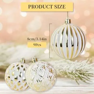 Mupera Vintage Christmas Balls, 9Pcs Set for Holiday Decor