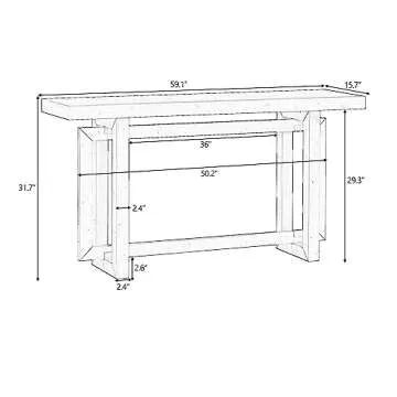 Merax 59.1" Console Table with Concrete Wood Top for Entryway, Hallway, Living Room