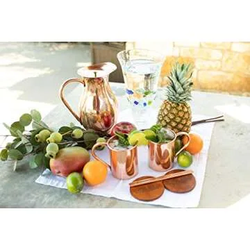 Moscow Mule PURE Copper Mugs Set of 2 by Copper Mules - Handcrafted of 100% Pure THICK Copper - Stra...