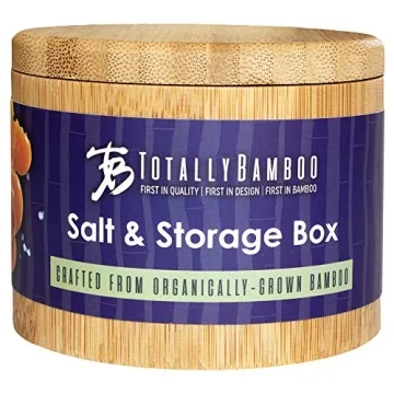 Totally Bamboo Salt Cellar Bamboo Storage Box with Magnetic Swivel Lid, 6 Ounce Capacity