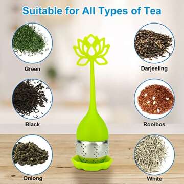 Tea Infuser, Premium Stainless Steel Tea Infusers for Loose Tea Vogue Tea Steeper Mesh Tea Cup Filter Strainer with Flower Shape Silicone Handle, Set of 2
