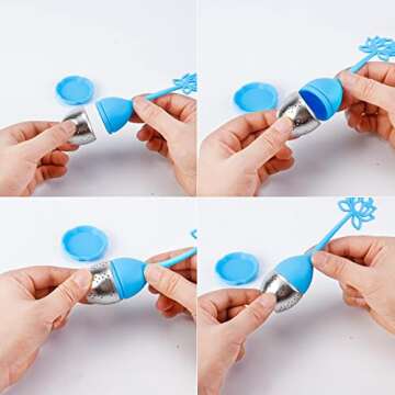 Tea Infuser, Premium Stainless Steel Tea Infusers for Loose Tea Vogue Tea Steeper Mesh Tea Cup Filter Strainer with Flower Shape Silicone Handle, Set of 2