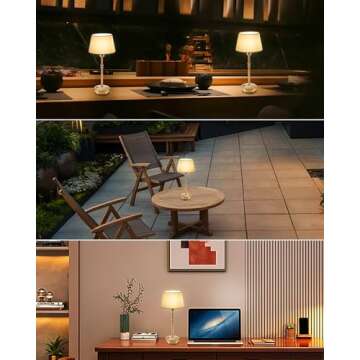 UMEXUS Cordless Lamp Rechargeable Table Lamps, 5000mAh Battery Operated Lights, 3 Level Brightness D...