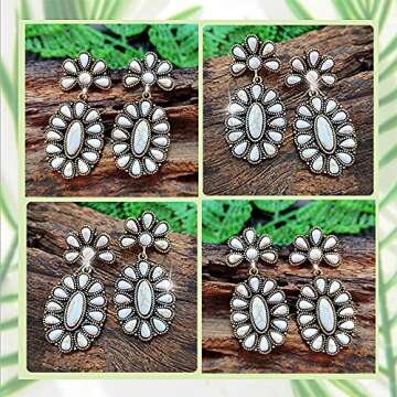 Vintage Boho Drop Earrings with Imitate Turquoise Charm