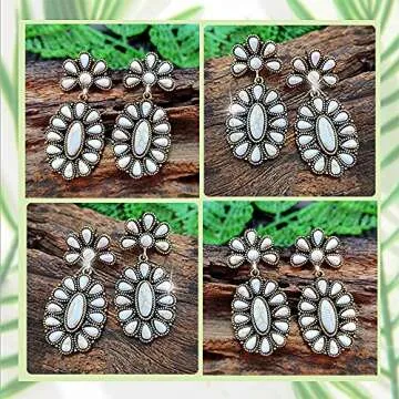 Vintage Boho Drop Earrings with Imitate Turquoise Charm