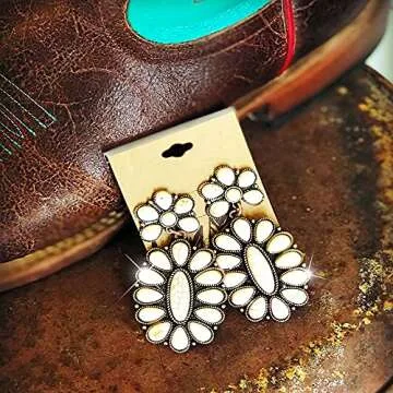 Vintage Boho Drop Earrings with Imitate Turquoise Charm