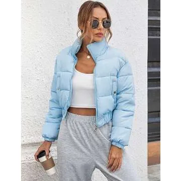 Gihuo Womens Cropped Quilted Puffer Jacket for Stylish Winter