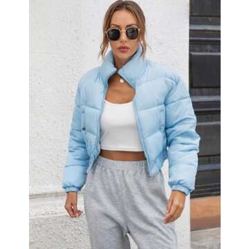 Gihuo Womens Cropped Quilted Puffer Jacket for Stylish Winter