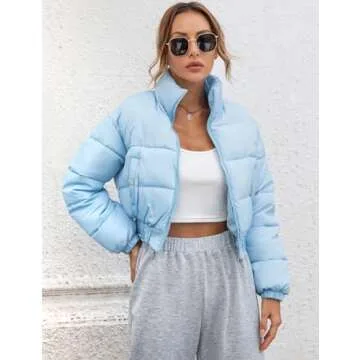 Gihuo Womens Cropped Quilted Puffer Jacket for Stylish Winter