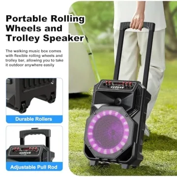 Portable Karaoke Machine with Wireless Mics & Disco Lights
