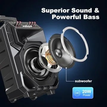 Portable Karaoke Machine with Wireless Mics & Disco Lights