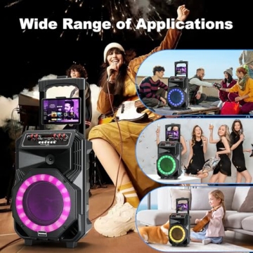 Portable Karaoke Machine with Wireless Mics & Disco Lights