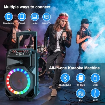 Portable Karaoke Machine with Wireless Mics & Disco Lights