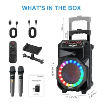 Portable Karaoke Machine with Wireless Mics & Disco Lights