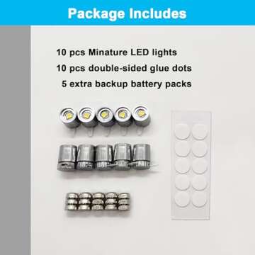 SUZEYAR 10 Pack Small Spotlight Battery Operated LED Lights, Warm White LED Wireless Miniature Spot Light for Artwork Painting,Jewelry Showcase Display,Closet,DIY Hand Craft (Warm White)