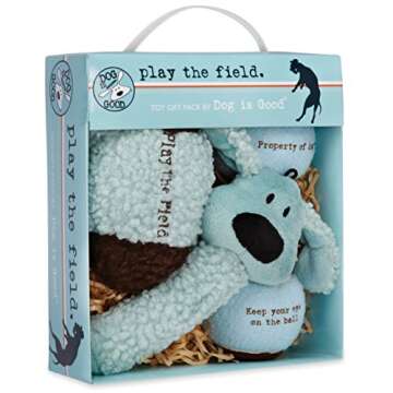 Dog Is Good 4-Piece Dog Toy Gift Box – Play The Field Plush Toys Great for Games of Fetch to Exerc...