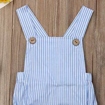 doublebabyjoy Newborn Baby 1 Piece Summer Romper Baby Girl Boy Solid Color Jumpsuit Sleeveless Backless Overalls Outfits (Blue, 0-3 Months)